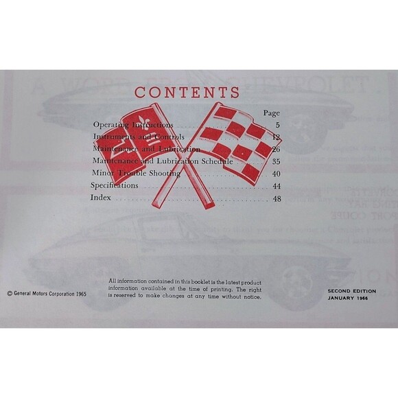 VTG 1966 Corvette Factory GM Second Edition 60s Owners Manual Part No. 3879852 - Picture 2 of 4